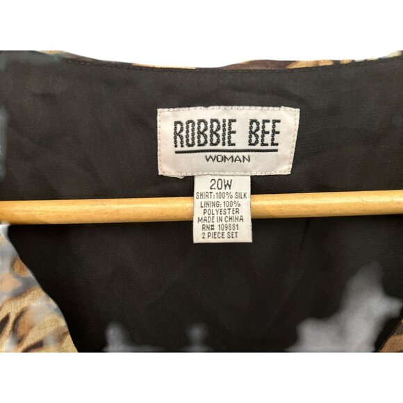 Vintage Robbie Bee Zebra Print Asymmetrical Wrap Sheer Silk Blouse 20W Y2K Rare - Picture 3 of 4